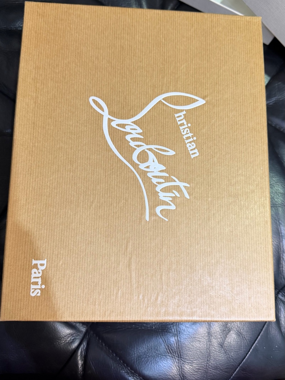 Christian Louboutin Tan and White Logo Shoe Box
